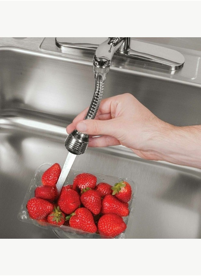 Turbo Flex 360 Flexible Faucet Sprayer Rotates 360 Degrees For Easy Cleaning Silver  - Image 5