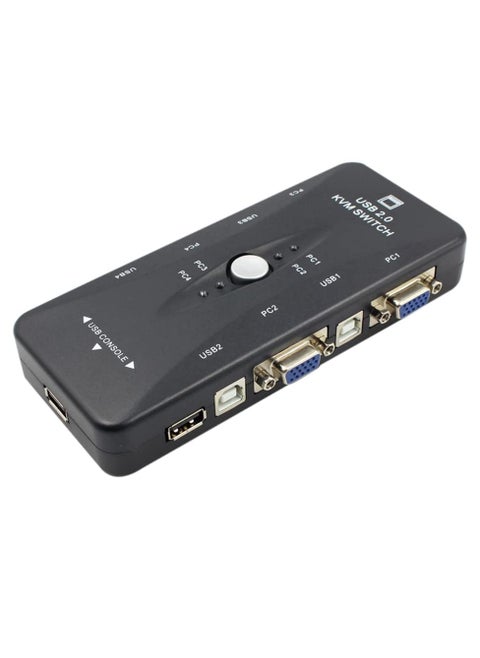4-Port USB 2.0 KVM Switch Box with 4 KVM Ports + 4 KVM Cables, Keyboard, VGA & SVGA Monitor for PC & Laptop