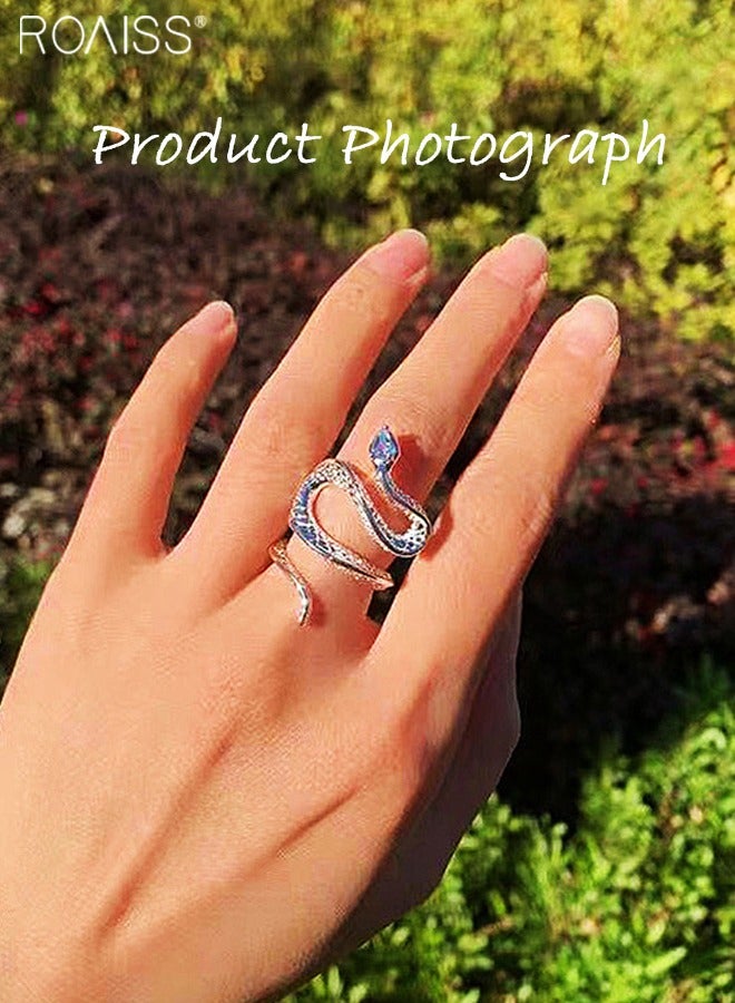roaiss Fashionable Personalized Adjustable Ring For Men And Women Versatile Gemstone Snake Shape Ring - Image 1