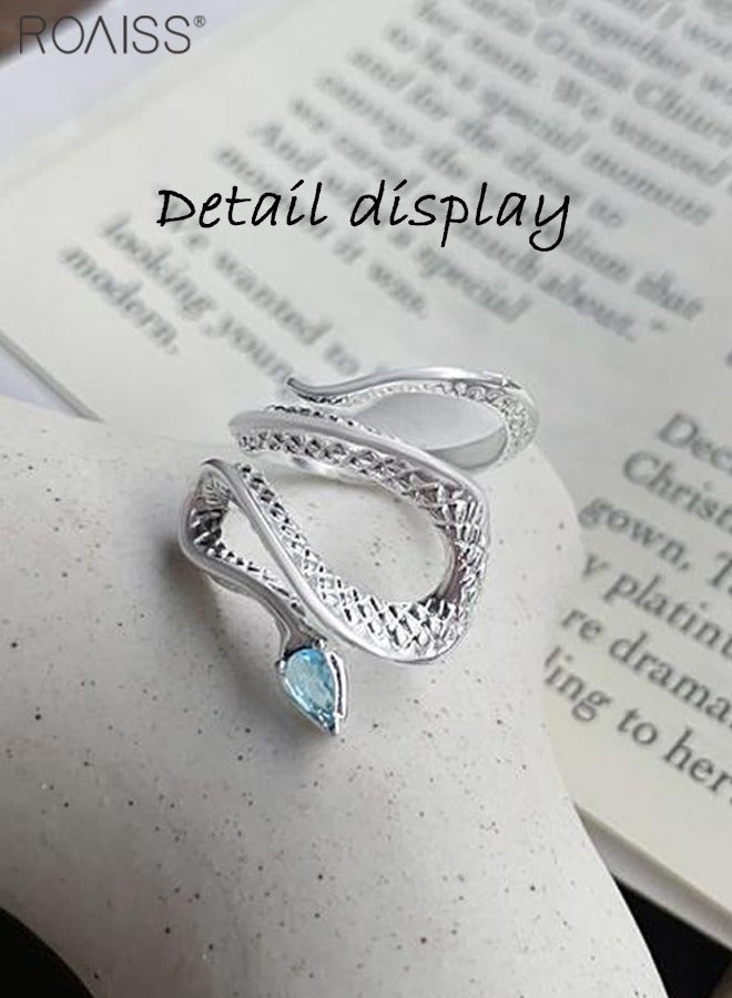 roaiss Fashionable Personalized Adjustable Ring For Men And Women Versatile Gemstone Snake Shape Ring - Image 2