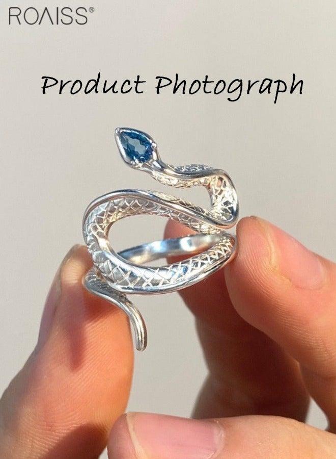 roaiss Fashionable Personalized Adjustable Ring For Men And Women Versatile Gemstone Snake Shape Ring - Image 3
