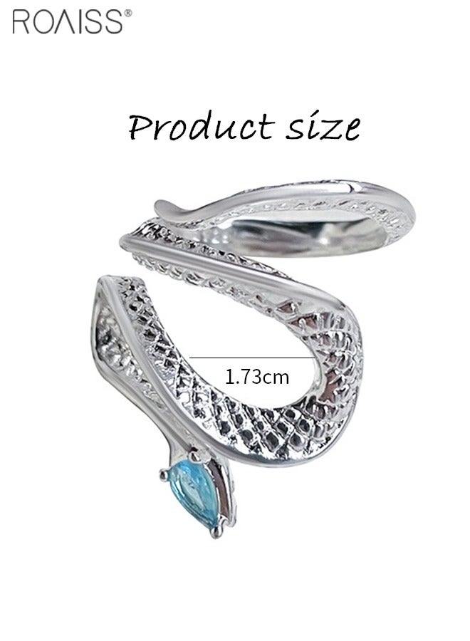 roaiss Fashionable Personalized Adjustable Ring For Men And Women Versatile Gemstone Snake Shape Ring - Image 5