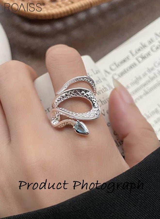 roaiss Fashionable Personalized Adjustable Ring For Men And Women Versatile Gemstone Snake Shape Ring - Image 4