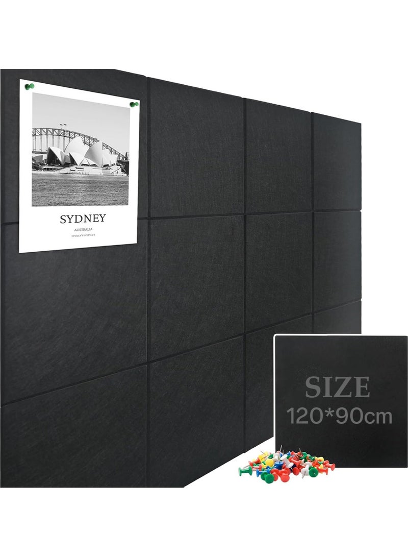 أوزيغالور 12 لوح حائط من اللباد ١٢٠ × ٩٠ سم - لوح إعلاني كبير بديل للفلين مع ٤٨ لصاقة قابلة للإزالة و ٦٠ دبوس - مثالي للجدران، المنزل، والمكتب - Image 1