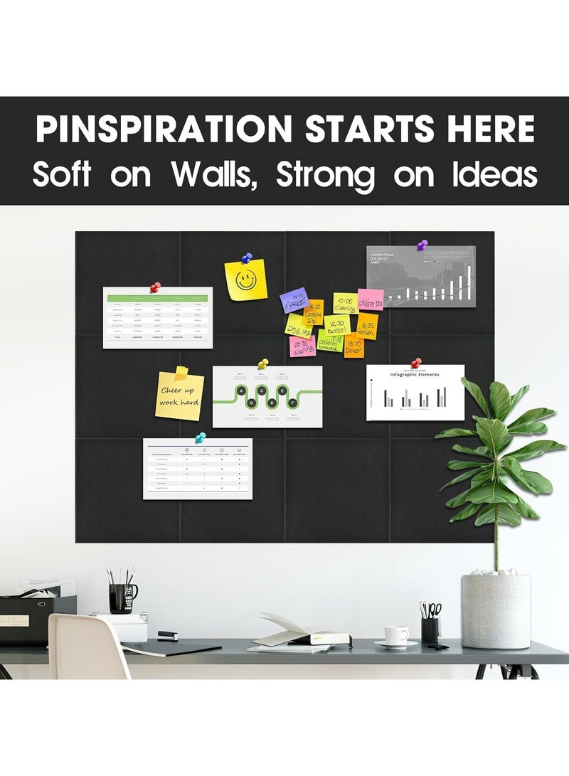 أوزيغالور 12 لوح حائط من اللباد ١٢٠ × ٩٠ سم - لوح إعلاني كبير بديل للفلين مع ٤٨ لصاقة قابلة للإزالة و ٦٠ دبوس - مثالي للجدران، المنزل، والمكتب - Image 2