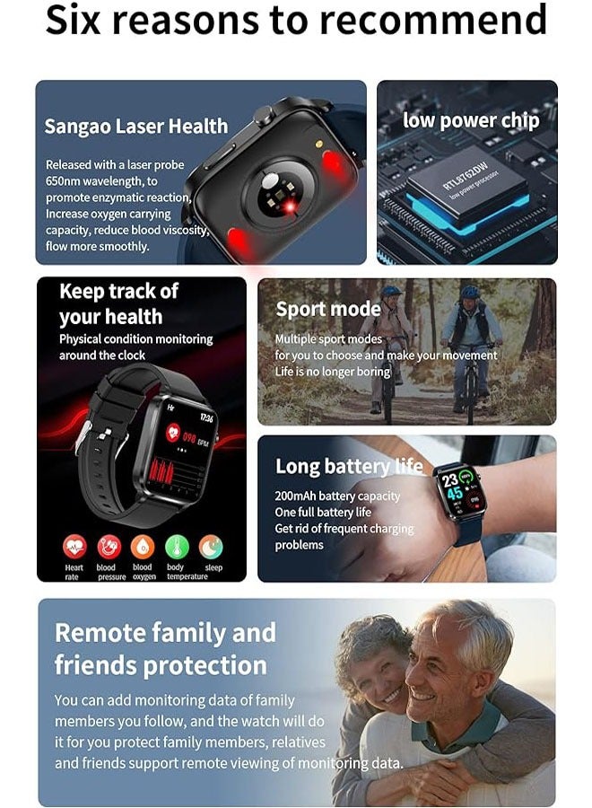 F100 smartwatch heart rate, blood pressure, blood oxygen, body temperature, laser health detection, waterproof step measuring exercise bracelet - Image 2