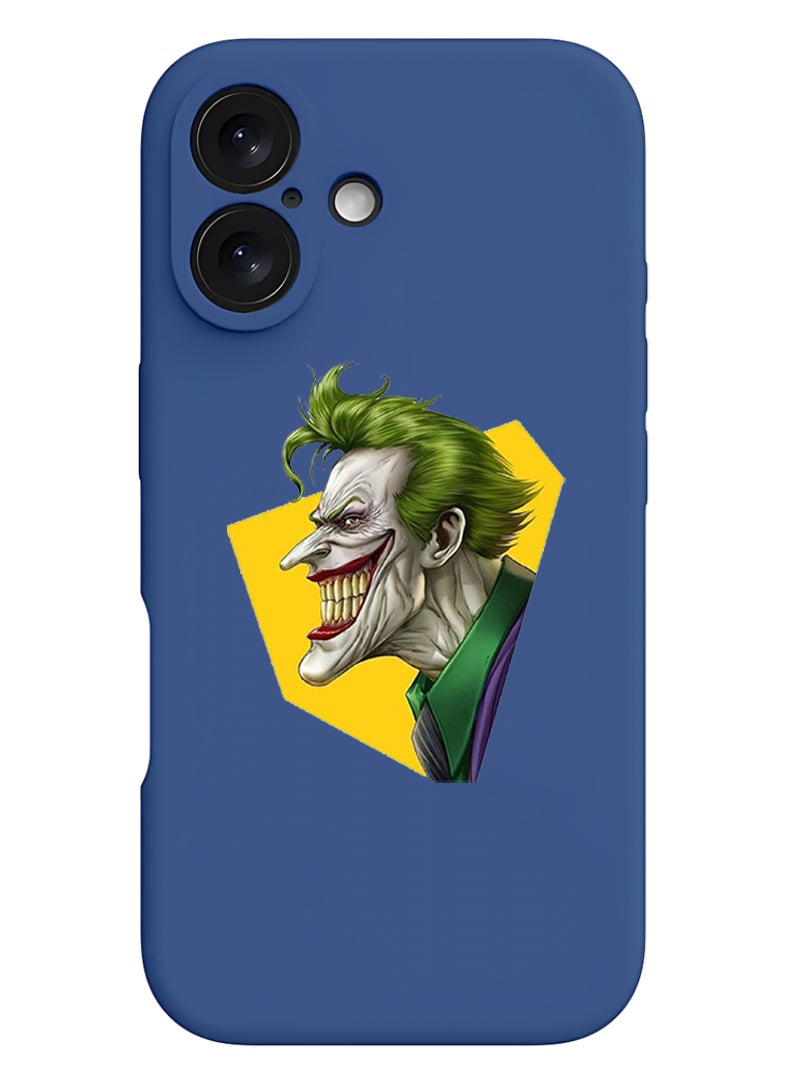 Theodor iPhone 16 Blue Protective Slim Fit Case Liquid Silicone Cover with Full Body Protection Anti-Scratch Shockproof Case For iPhone - Joker face - Image 1