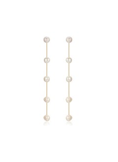 Ettika Gold Earrings For Women. Pearl Earrings, Dripping With White Pearls Delicate Drop Earrings. Jewelry, 18K Gold Plated  - Image 1