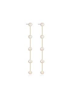 Ettika Gold Earrings For Women. Pearl Earrings, Dripping With White Pearls Delicate Drop Earrings. Jewelry, 18K Gold Plated  - Image 4