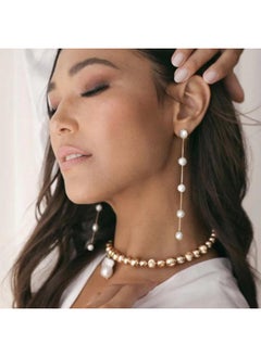 Ettika Gold Earrings For Women. Pearl Earrings, Dripping With White Pearls Delicate Drop Earrings. Jewelry, 18K Gold Plated  - Image 2