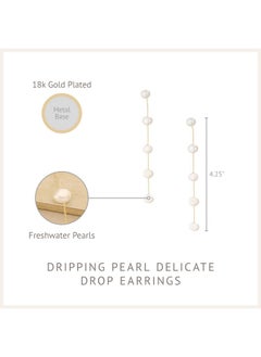 Ettika Gold Earrings For Women. Pearl Earrings, Dripping With White Pearls Delicate Drop Earrings. Jewelry, 18K Gold Plated  - Image 3