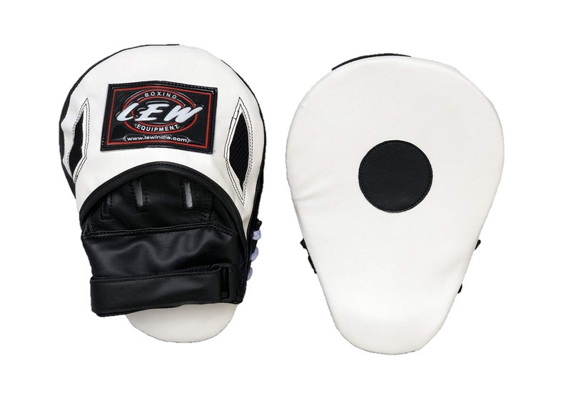 LEW White/Black Pre Curved Boxing/Kick Boxing MMA Muay Thai Pleather Focus Pad - Image 3
