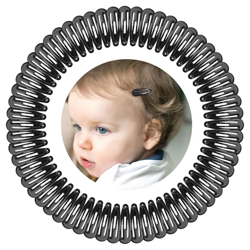 BBgifts 1Inch Black Snap Hair Clips 60Pcs Small Clips for Little Girls Baby Infant 3cm Candy Color Hair Clips Barrettes for Toddlers Hair Accessories - Image 1