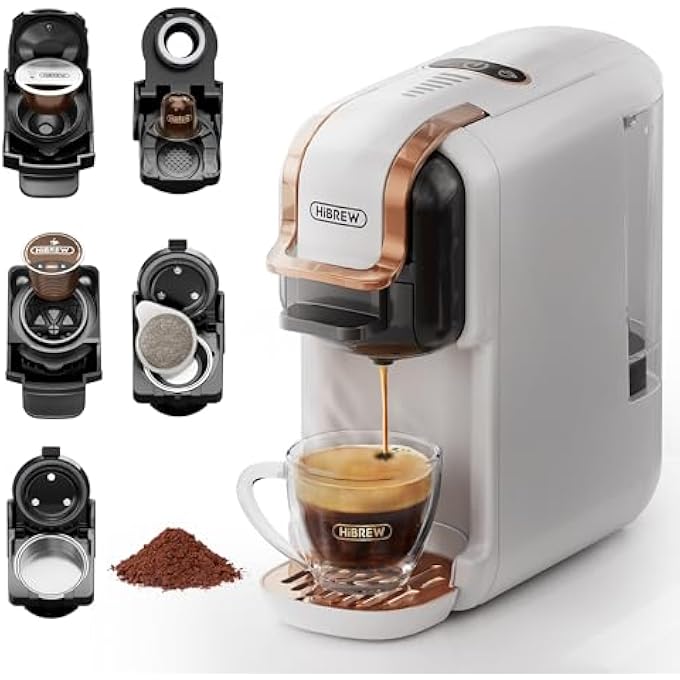 HiBREW H2B 5In1 Pod Coffee Maker  Compatible With 4 Coffee Capsule As Well As Espresso Powder Makes Iced Coffee Espresso Cappuccino Long Black White - Image 1