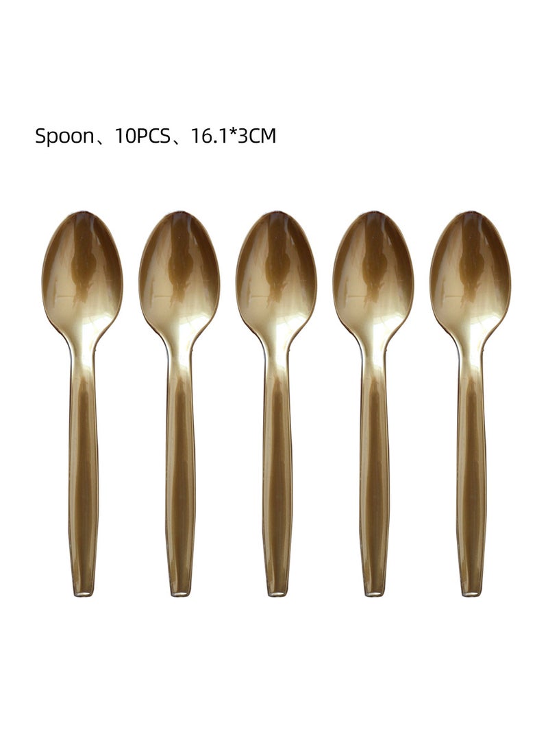 Generic Pink Lotus Rose Gold Diamond Party Tableware Set Golden Spoon 10p 