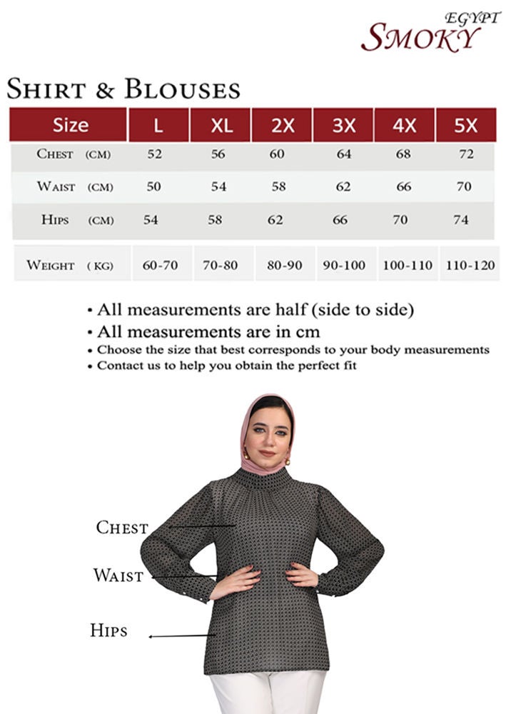 Smoky Egypt Satin Chiffon Mock Neck Blouse - MultiColor - Image 2