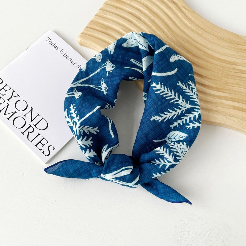 Ladies Spring Cotton Scarf Cashew Print QM5808-Leaf Blue