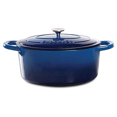 Crock-Pot Crock Pot Artisan 7-Quart Oval Enameled Cast Iron Dutch Oven – Sapphire Blue, Heavy-Duty Cookware for Slow Cooking, Roasting, Baking with Lid - Image 1
