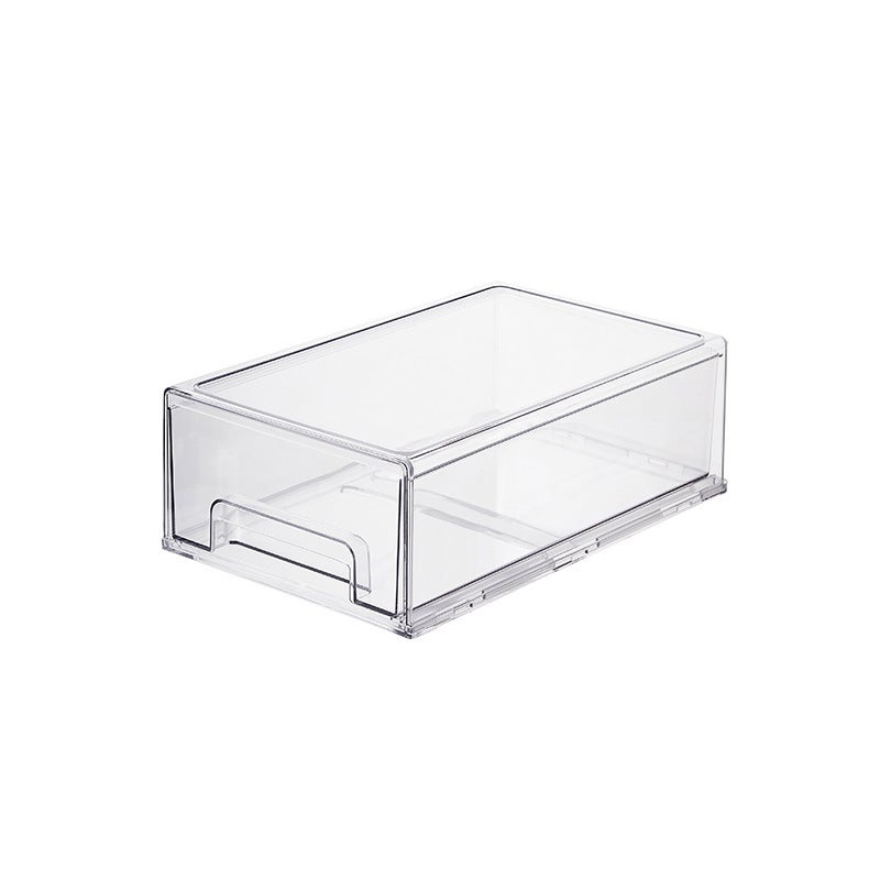 Stackable Storage Box: Transparent PET Dust-proof Design - Smooth Gliding Drawer Organizer for Desk Sundries, Cosmetics, Dormitory Use - Image 1