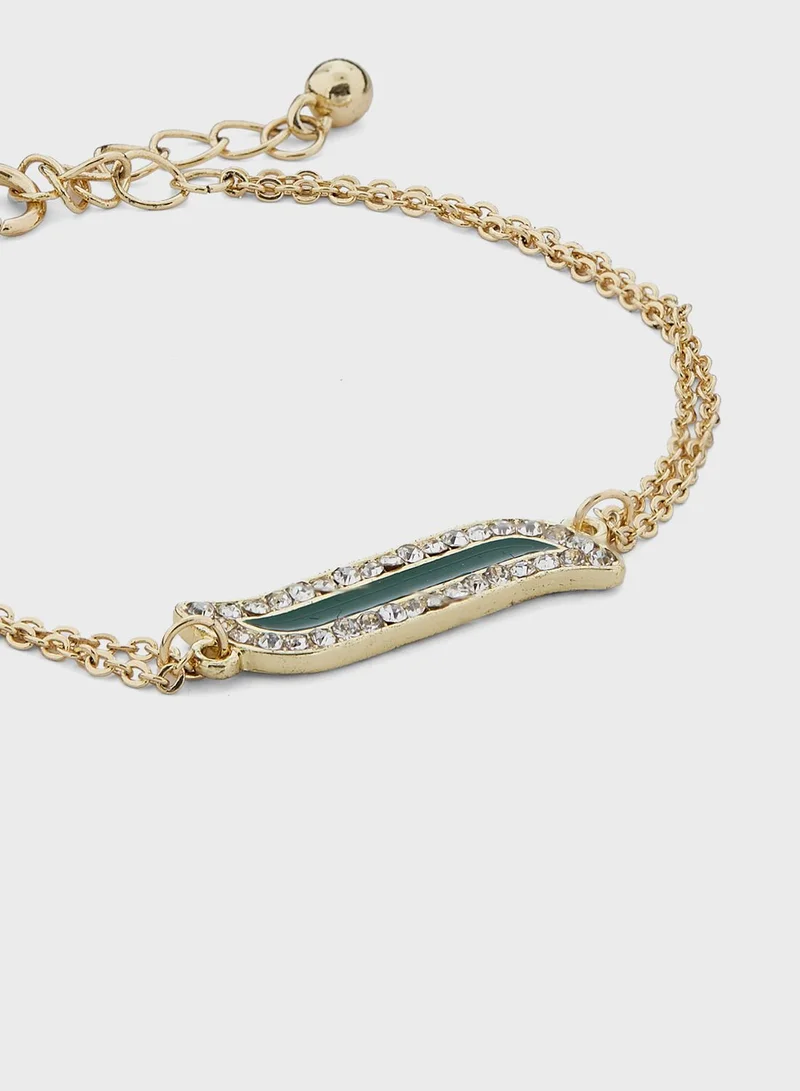 Khizana Arabic Initial "A" /Alif Diamante  Bracelet