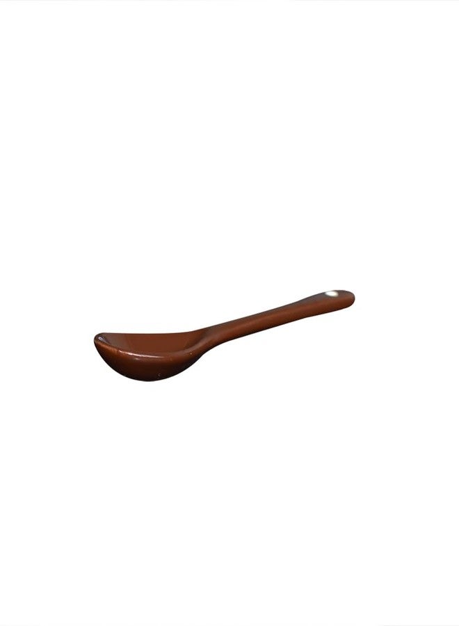 Yuauy 6 pcs Porcelain Egg Spoons Ceramic Spoons 4.7 inch Coffee Dessert Yogurt Tea Milky Tea Brown - Image 3