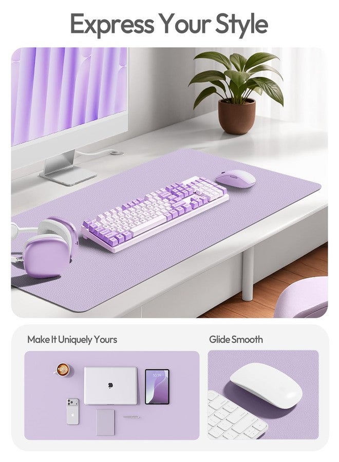 YSAGi PU Leather Desk Pad Protector – Non-Slip Waterproof Desk Mat for Office & Home, Easy Clean Large Mouse Pad & Laptop Writing Blotter 23.6"x13.8" Light Purple - Image 2