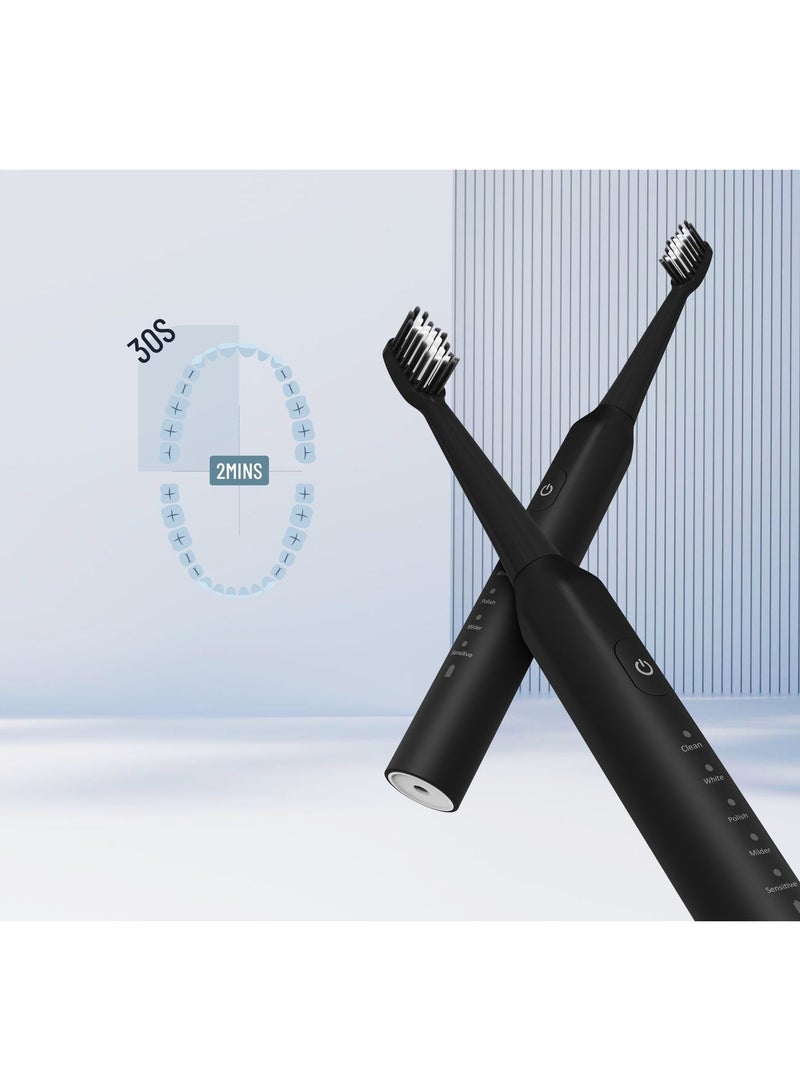 porodo W-Sonic Electric Toothbrush With W-Shaped Brush Head & 5 Modes Toothbrush / 20000 Vibration per Minutes / IPX7 Water Resistant / 50 Days Battery Life / Low Noise Operation - Black - Image 3