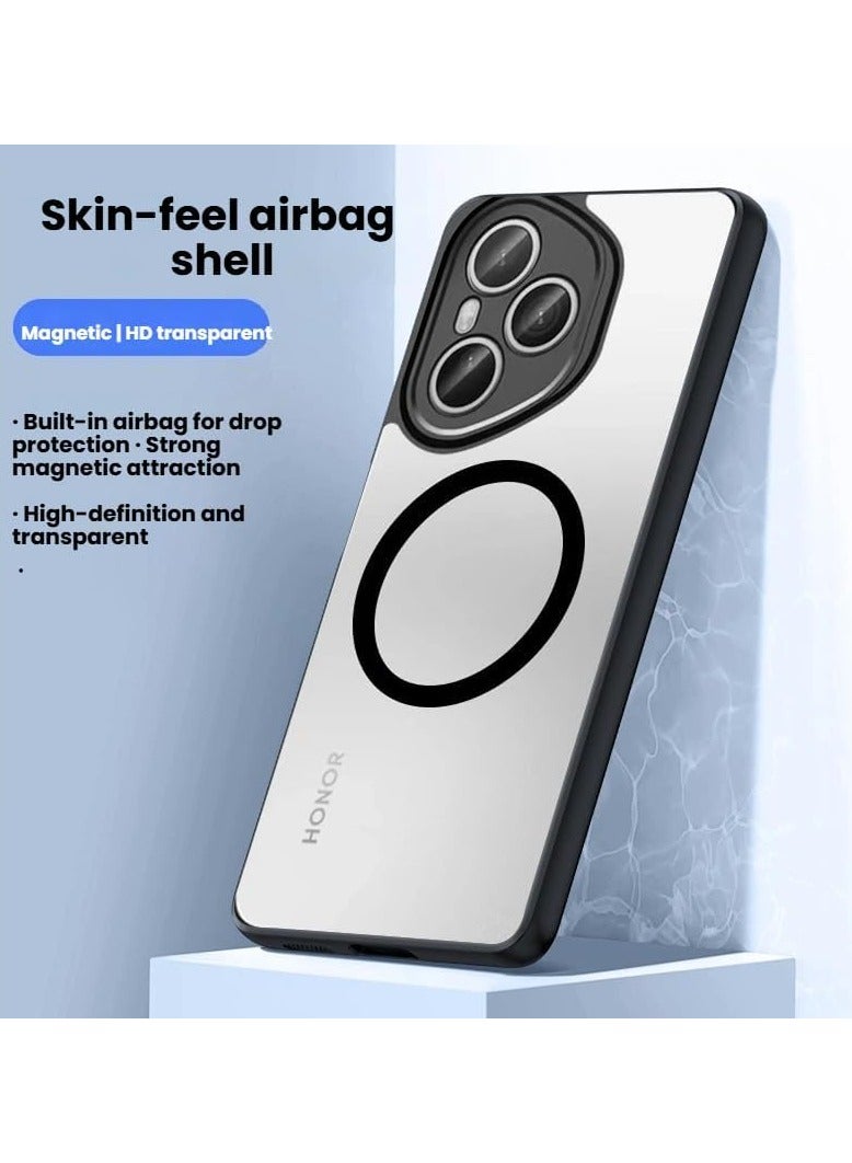 general Case Compatible with Honor 400 Pro 5G Magnetic Transparent Matte TPU Shockproof Semitransparent Lightweight and Minimalist Back Cover For Honor 400 Pro - Image 3