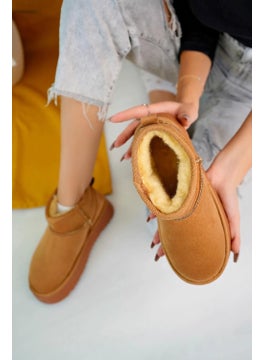 Fort Elanaz Suede Fur Lined Thick Sole Mini Ankle Short Women's Boots  - Image 1