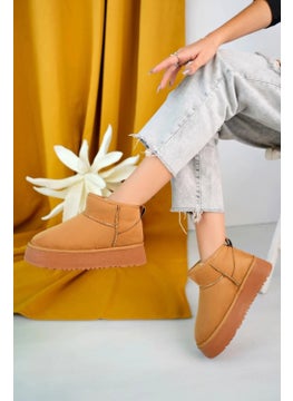 Fort Elanaz Suede Fur Lined Thick Sole Mini Ankle Short Women's Boots  - Image 2