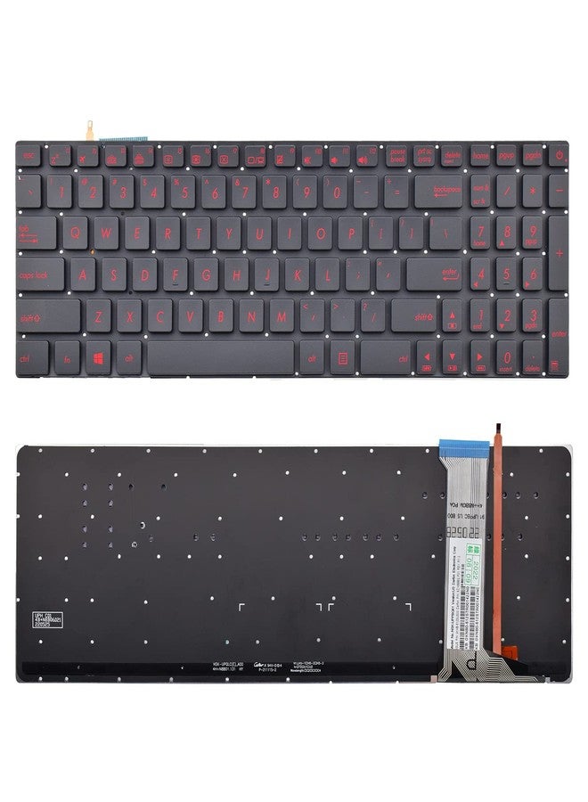 SUNMALL Replacement Keyboard Compatible with Asus G551 GL551 GL551J GL552 ROG GL752 GL752V G771 ZX50 with Backlit US Layout Red Letter - Image 1