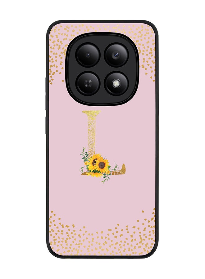 For Xiaomi Redmi Note 15 4G Case,Slim fit Camera Protection, Shockproof Thin Phone cover  - Custom Floral Monogram - L  (Pink )