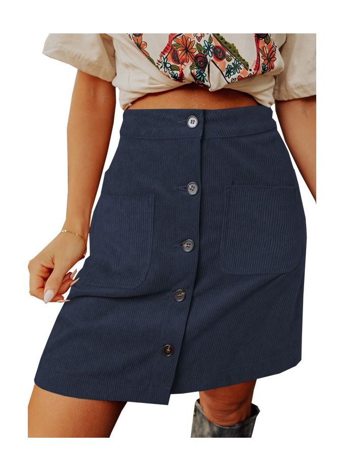 Loquat New Corduroy High-waisted Fashion  Short Skirt  - Image 1