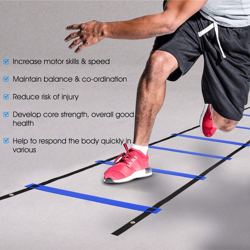 Yes4All Speed Agility Ladder Training Equipment with Carry Bag - 12 Rungs Blue - Image 5