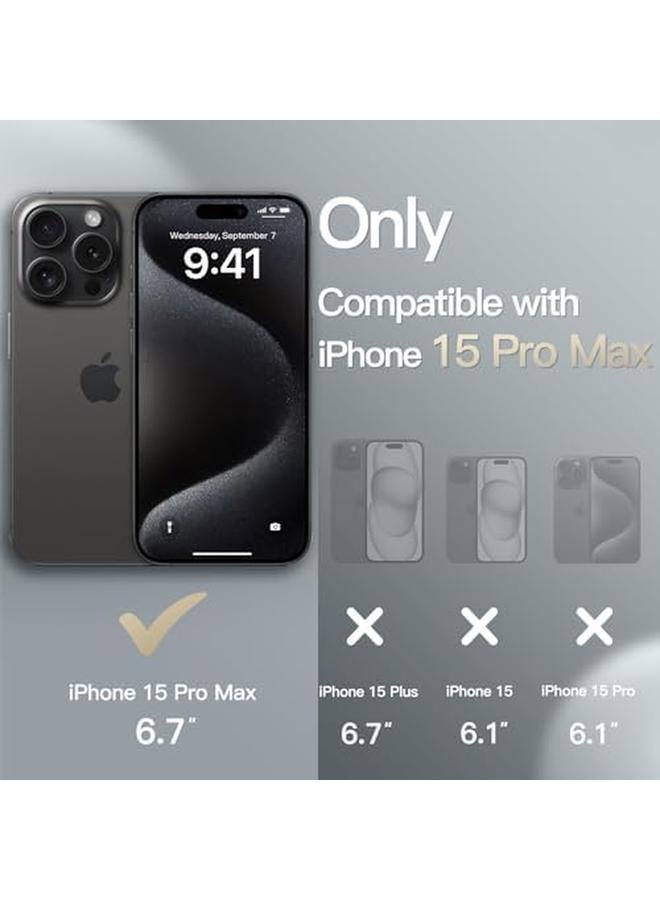 جي تيك حافظة محفظة لهاتف آيفون 15 برو ماكس 6.7 بوصة من الجلد الصناعي المقاوم للصدمات مع حامل بطاقات وحماية كاملة للكاميرا باللون الأسود من التيتانيوم - Image 2