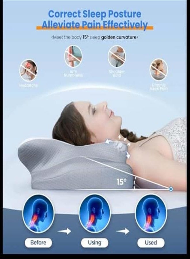 Cervical Neck Pillow for Pain Relief - Ergonomic Side Sleeper Pillow for Neck Support, Cooling Memory Foam Pillows for Sleeping, Contour Pillow Orthopedic Bed Pillow for Back Stomach Sleepers - Image 4