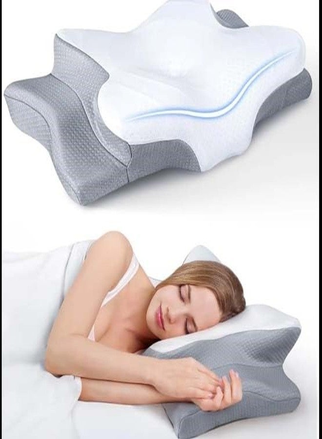 Cervical Neck Pillow for Pain Relief - Ergonomic Side Sleeper Pillow for Neck Support, Cooling Memory Foam Pillows for Sleeping, Contour Pillow Orthopedic Bed Pillow for Back Stomach Sleepers - Image 1