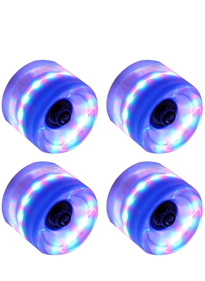Generic 60x45MM 78A LED Light Skateboard Wheels With Bearings 4PCS With T-Tool, Blue  - Image 2