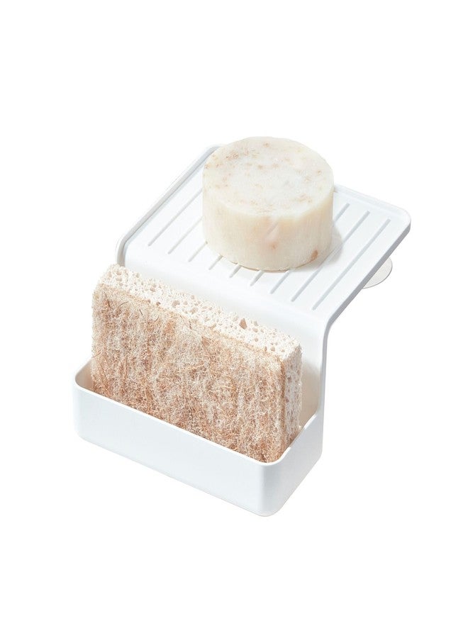 InterDesign iDesign Recycled Plastic Double Suction Sink Caddy, White - Image 1