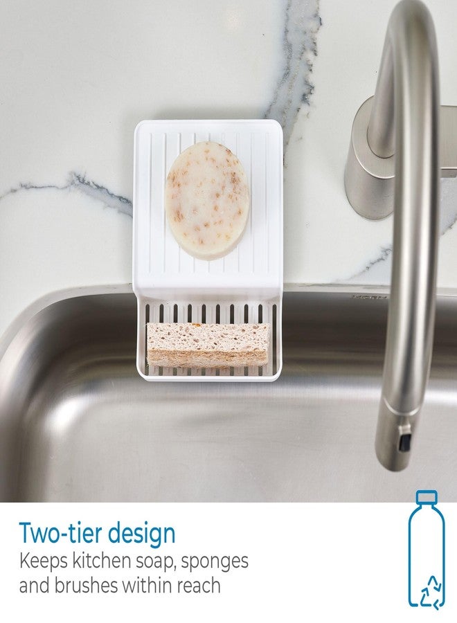 InterDesign iDesign Recycled Plastic Double Suction Sink Caddy, White - Image 4