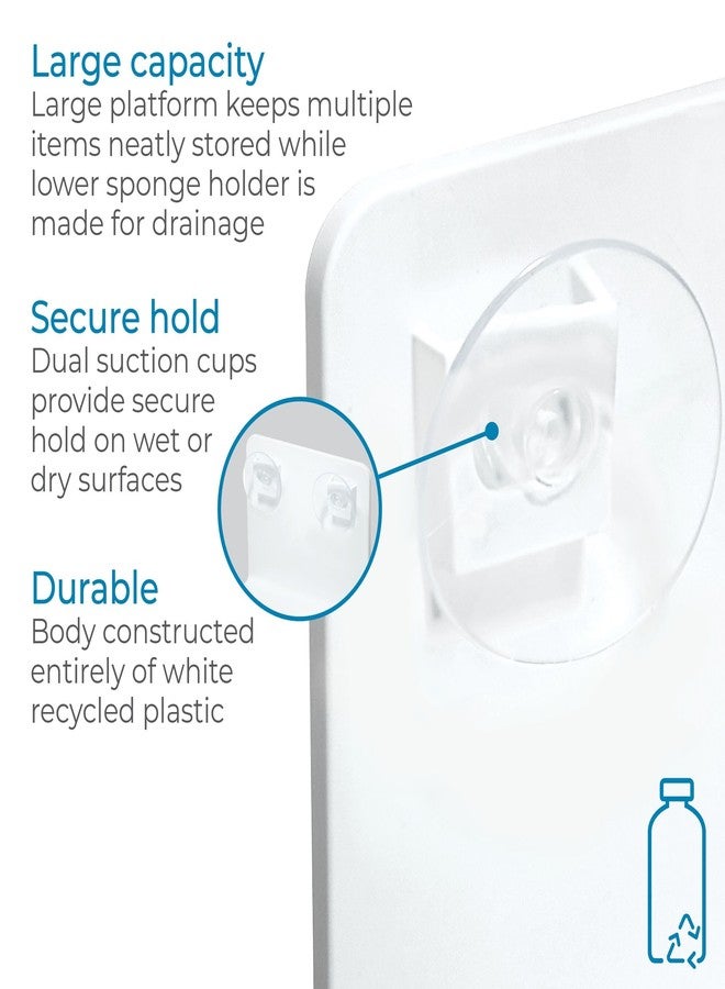 InterDesign iDesign Recycled Plastic Double Suction Sink Caddy, White - Image 5