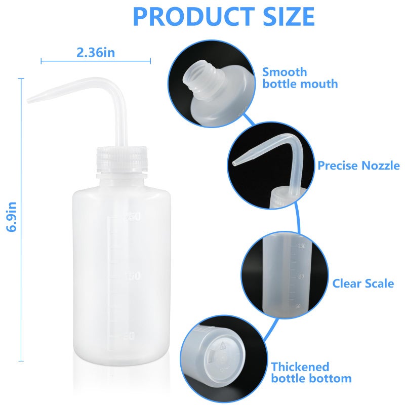 DTDNZKN 2 Pack 8oz (250ml) Wash Bottles with Narrow Mouth and Labels - Ideal for Medical Use, Succulent Care, Cleaning, and Washing - Image 2