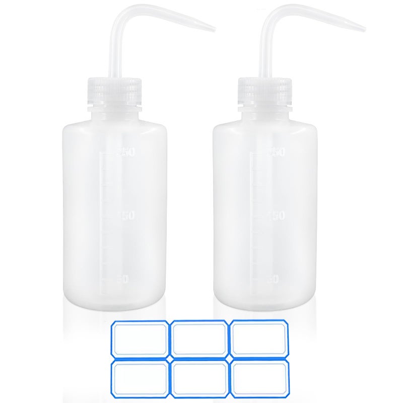 DTDNZKN 2 Pack 8oz (250ml) Wash Bottles with Narrow Mouth and Labels - Ideal for Medical Use, Succulent Care, Cleaning, and Washing - Image 1