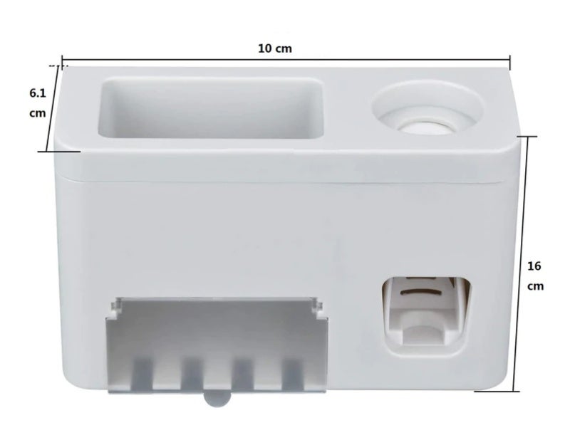 3-In-1 Toothbrush Holder: Food Grade ABS Plastic, Detachable & Easy To Clean - Space Saving Toothpaste Dispenser for Bathroom Countertop Storage Rack - Image 3