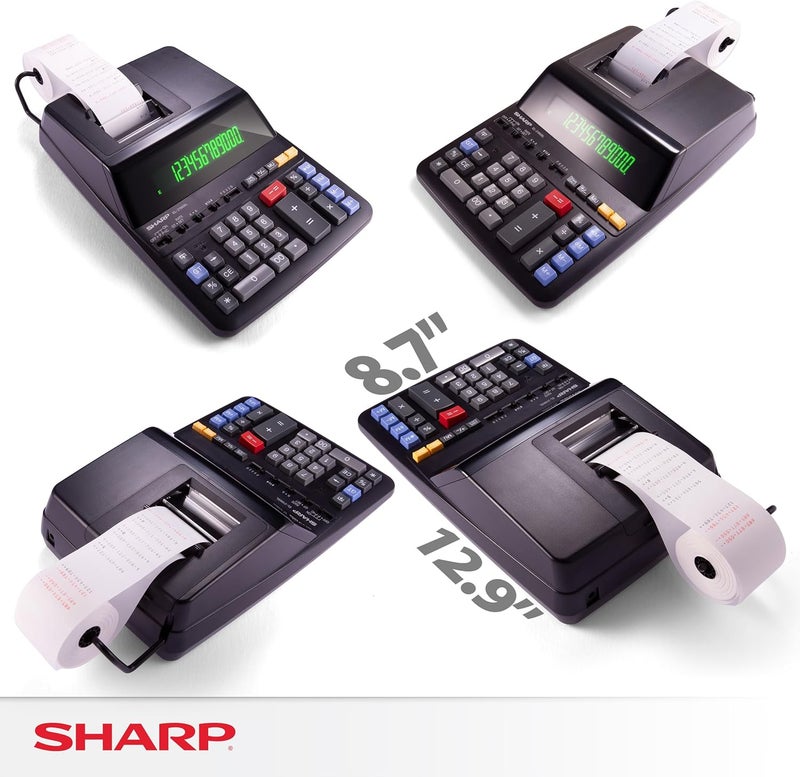 SHARP آلة حاسبة مكتبية 12 رقم، مثالية للاستخدام اليومي والمكتب، أرقام كبيرة وسهلة القراءة على كل من الشاشة والشريط المطبوع ذو اللونين (EL2196BL) - Image 5