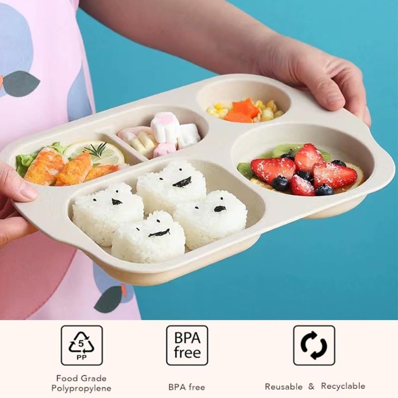 RUIBOLU Large 12 Inch Divided Plates for Kids Adults  Wheat Straw Portion Control Plate  Reusable Plastic Compartment Plates Unbreakable Dinner Plates Dessert Plates  BPA Free - Image 3