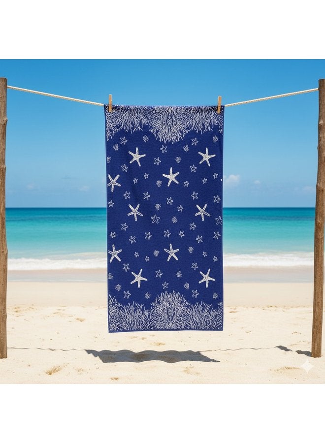 توالا بشكير بحر توالا,تصميم نجوم , قطن 100%, جوده عالية , مقاس 86*160 - Image 1