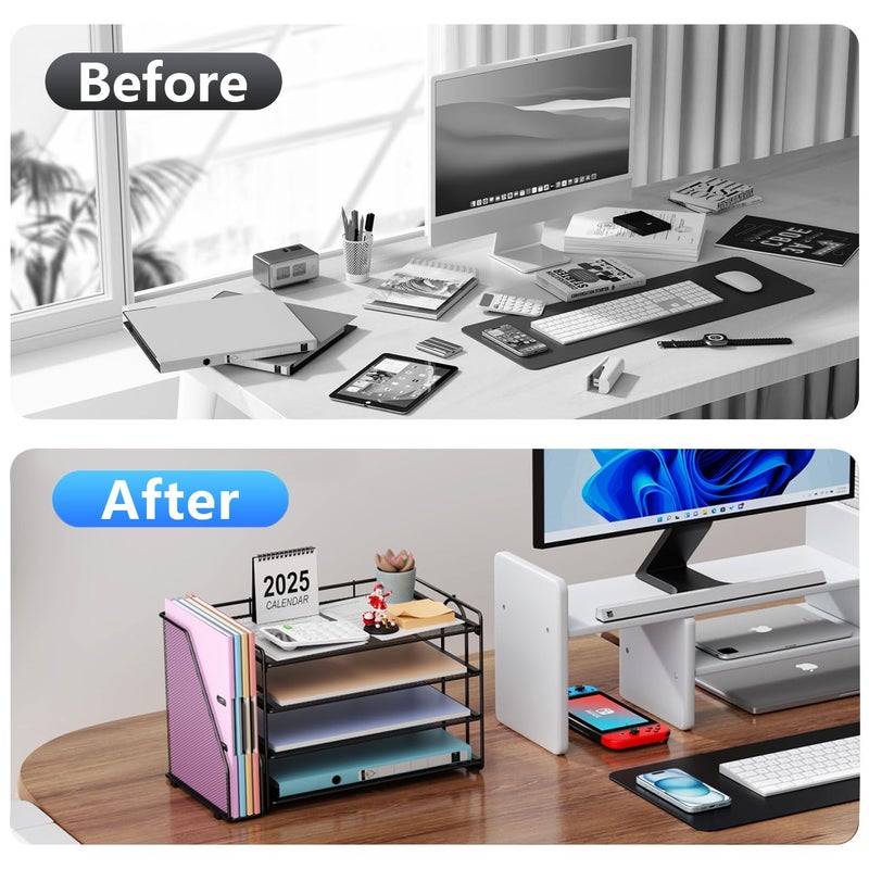 gianotter 4-Tier Paper Organizer With Magazine Holder, Desk Organizers and Accessories, Desk Accessories & Workspace Organizers, File Organizer for Office Supplies Storag (Black, 4-Tier) - Image 2