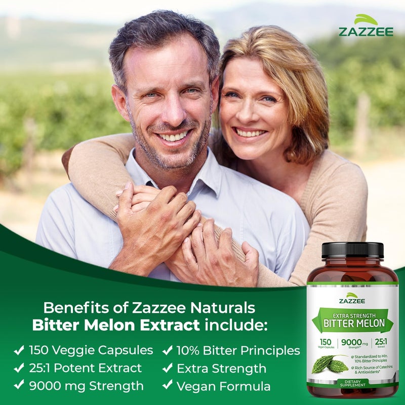 Zazzee Extra Strength Bitter Melon 25:1 Extract, 9000 mg Strength, 10% Bitter Principles, 150 Vegan Capsules, Standardized and Concentrated 25X Extract, 100% Vegetarian, All-Natural and Non-GMO - Image 3