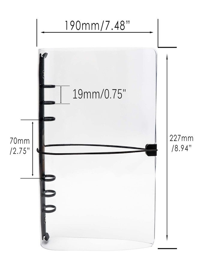 XiowDow Clear A5 Binder with Elastic Band 1.8mm Thick PVC Notebook Cover 6 Black 20mm Diameter Round Rings Budget Binder Planner Cover Journal Folder Organizer for A5 Binder Pockets Paper Refills - Image 2